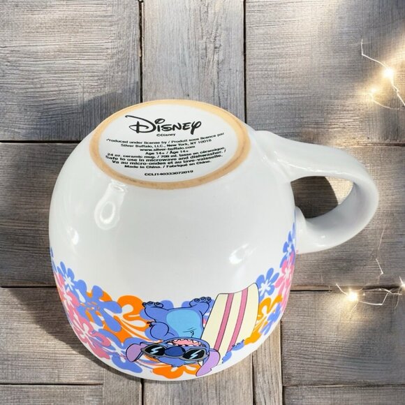 Lilo and Stitch Floral Style Ceramic Soup Mug Ceramic Coffee Mug Cup Large 24oz - Picture 2 of 13